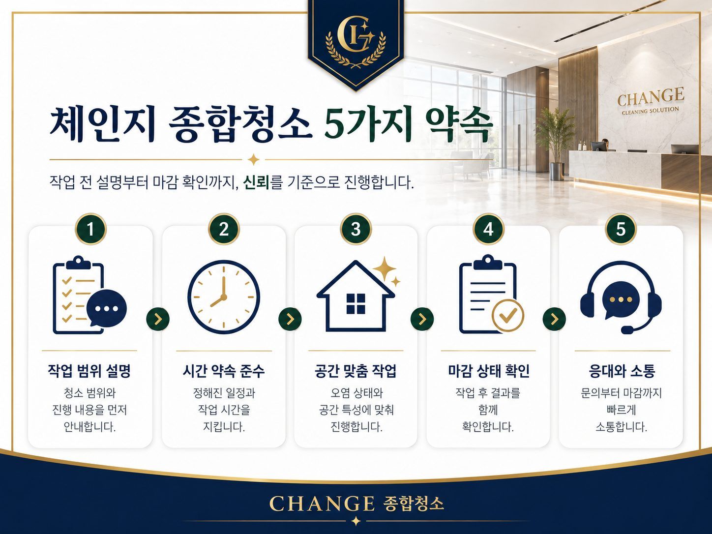 체인지 종합청소의 5가지 약속